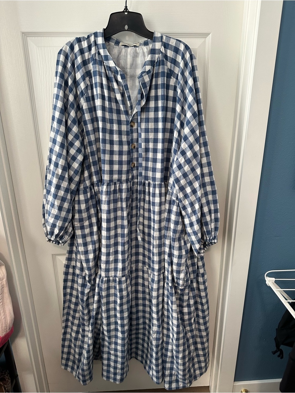 The Lullaby Club Blue and White Gingham Maxi Dress